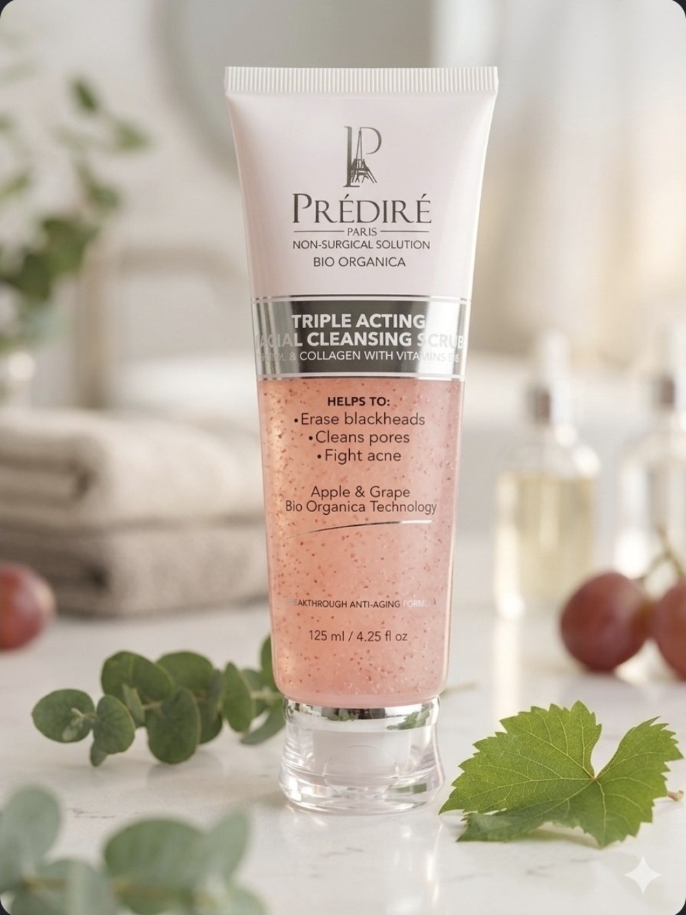 NWT Prédiré Paris Triple Acting Facial Cleansing Scrub Apple & Grape MSRP $115